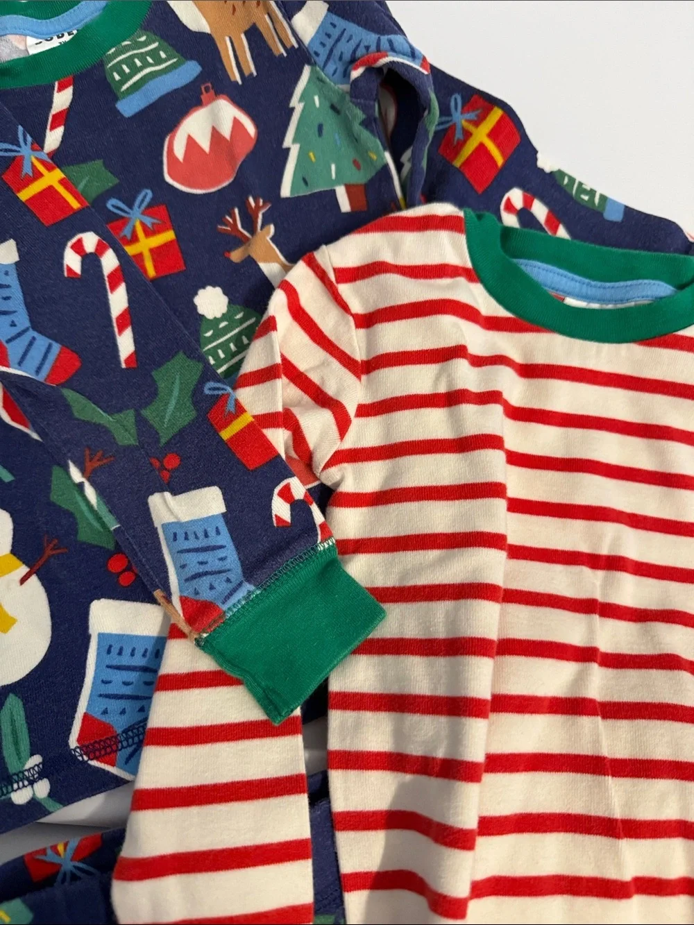 Mini Boden Kids Holiday Stripe and Navy Reindeer Pajama Set